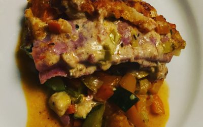 Gefüllte Schinkenrolle mit Gemüse